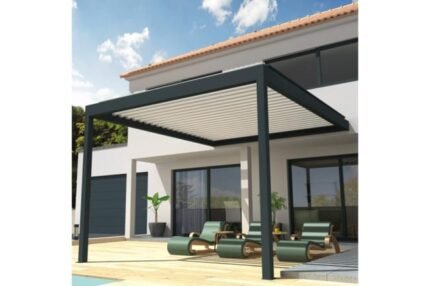 Pergola Bioclimatique COCOON Mixte Gris anthracite / Blanc 4,00x3,038m Verin