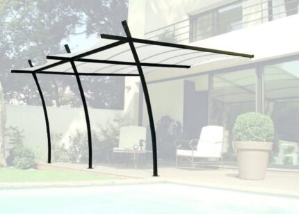 SYDNEY - PERGOLA ADOSSEE EN ACIER 3,5X4M - STRUCTURE SEULE