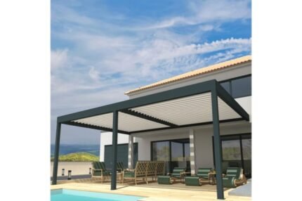 Pergola Bioclimatique COCOON XL Mixte Gris anthracite / Blanc 7,00x3,060m Verin