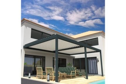 Pergola Bioclimatique COCOON Mixte Gris anthracite / Blanc 6,00x3,563m Verin