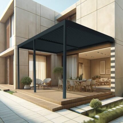 Pergola bioclimatique TRESNA 7.00 x 3.062m Vérin à Télécommande (Gris anthracite)
