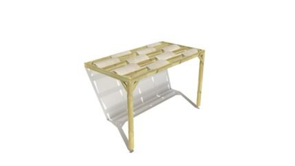 Pergola bois • 4m x 2m • adossée • sens largeur • voilage semi-transparent inclus • livraison comprise