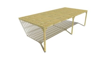 Pergola bois • 9m x 4m • adossée • sens largeur • platelage bois • livraison comprise
