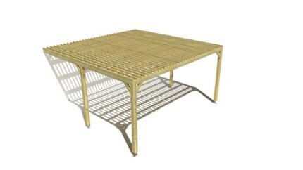 Pergola bois • 5m x 5m • adossée • sens largeur • lattage bois • livraison comprise